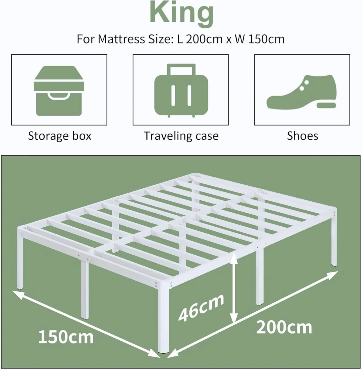 High White King Size Bed Frame 5ft with Rounded - Image 2