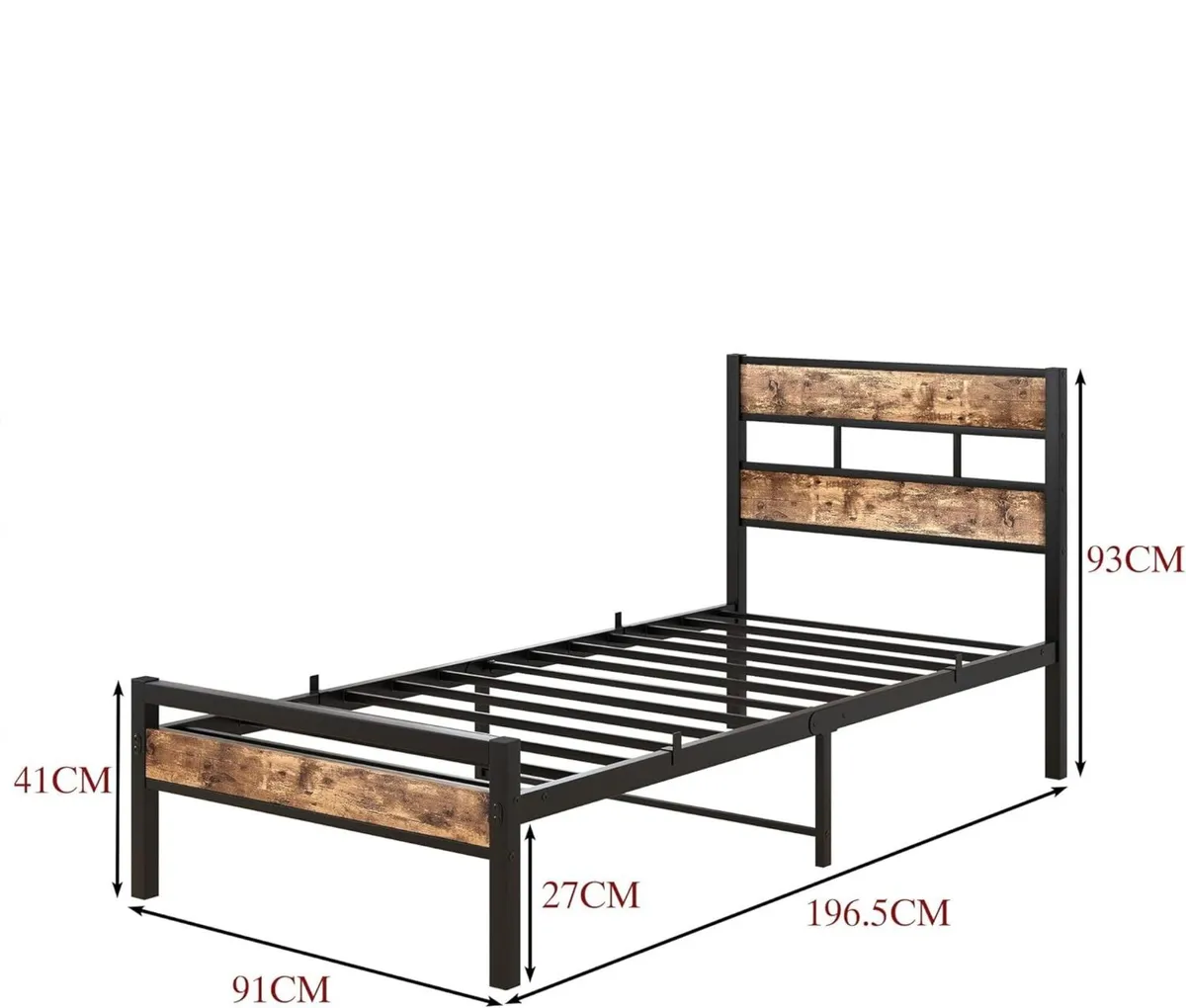 Single Bed Frame with Storage Metal Beds Solid - Image 2