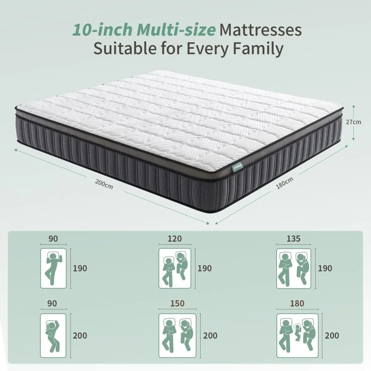 3ft Single Mattress Memory Foam Pocket Sprung - Image 2