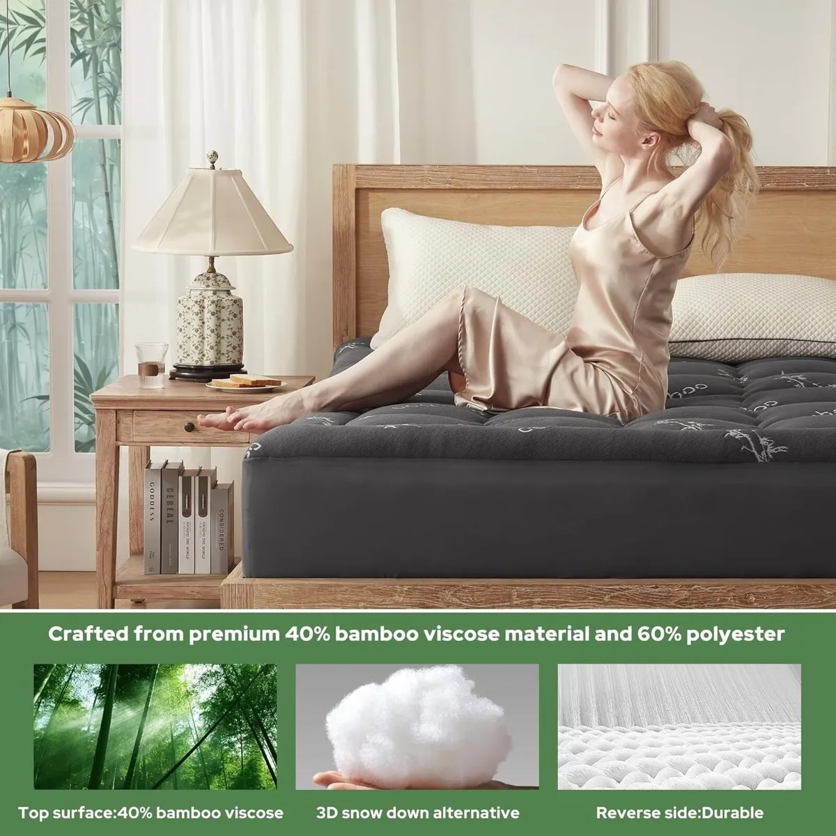 Mattress Topper King Size Soft Quilted Pad for - Image 4