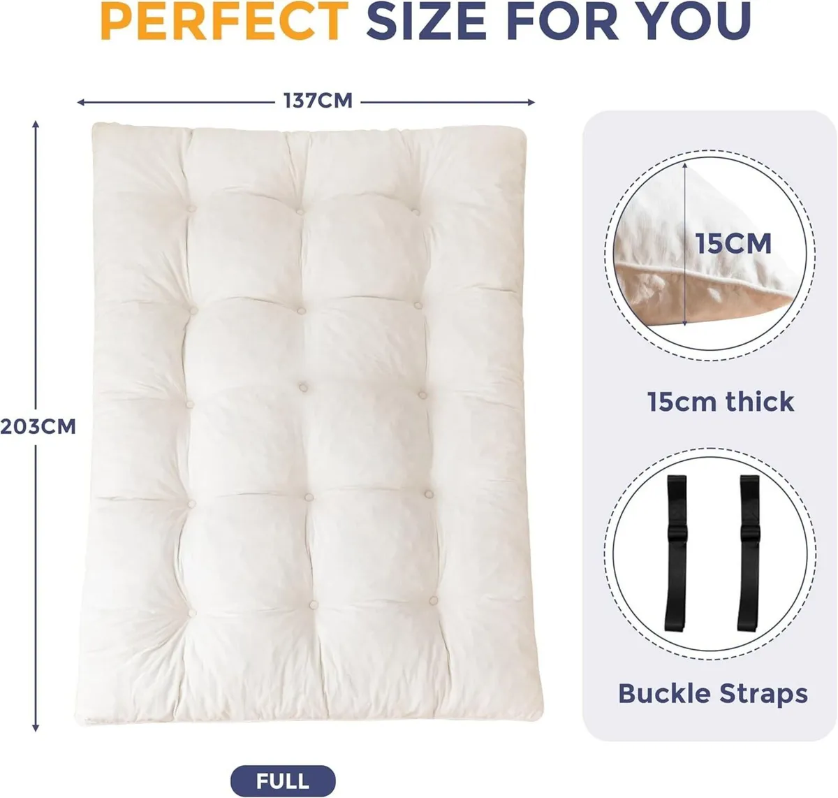 Futon Mattress Chenille Fabric 15cm Thicken Roll - Image 2