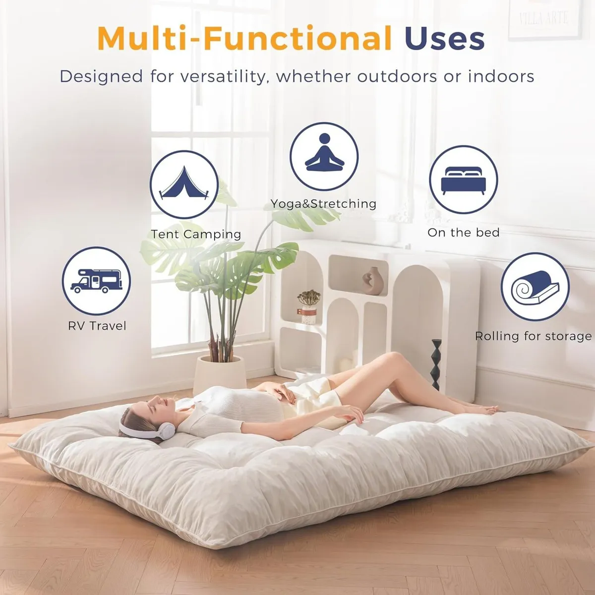 Futon Mattress Chenille Fabric 15cm Thicken Roll - Image 3