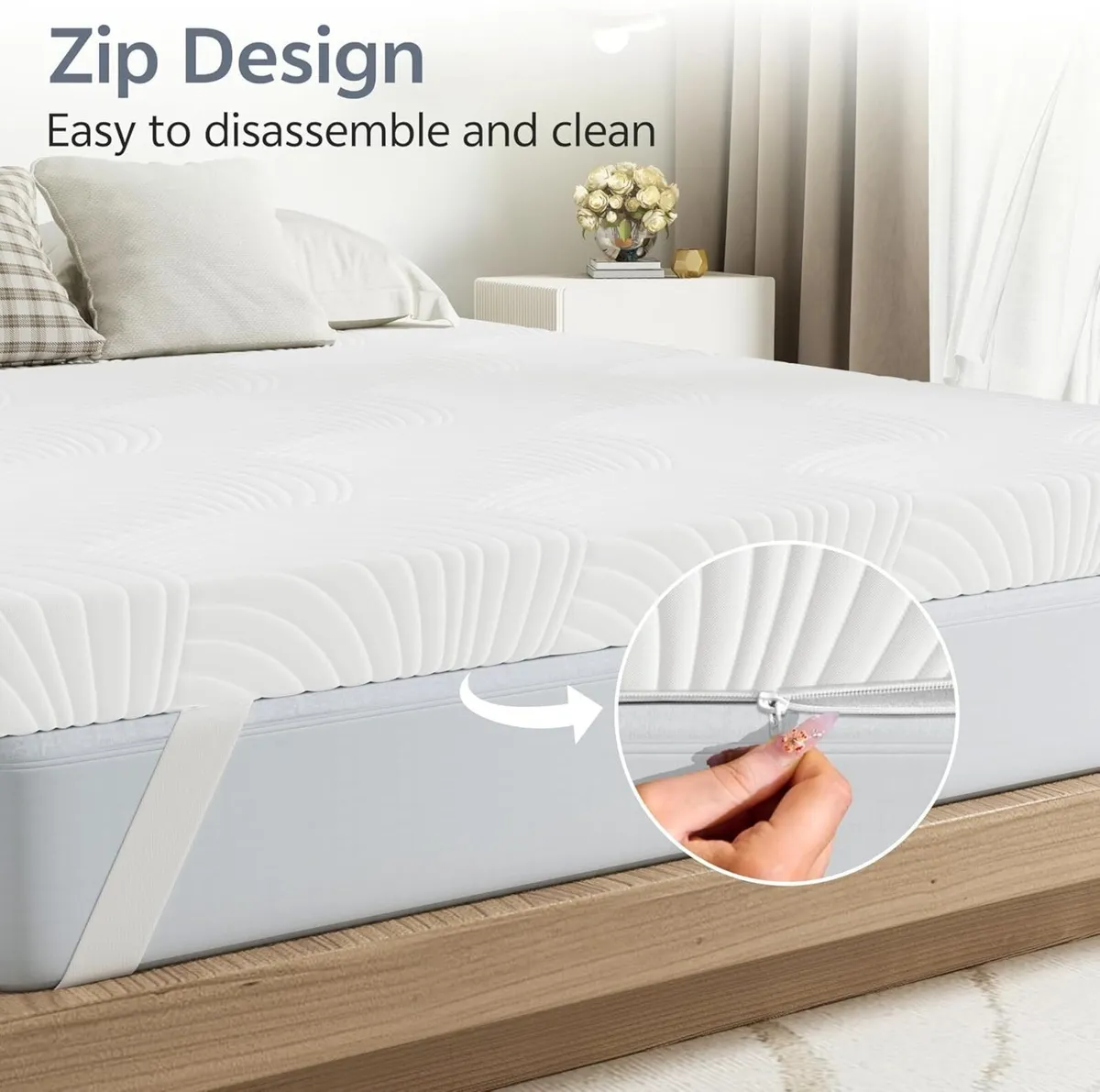 7.5CM Mattress Topper Kingsize Bed with Removable - Image 3