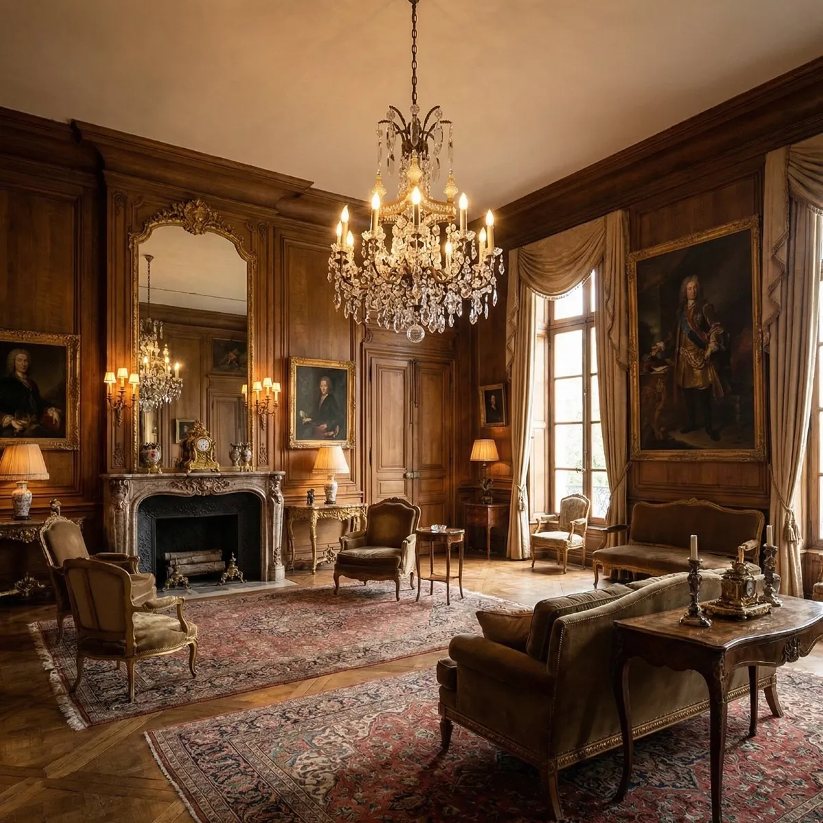 Very nice old chandelier with dark bronze frame