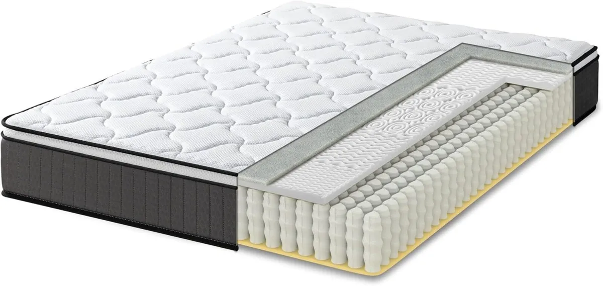 Pocket Sprung Mattress Polyester White 140 x 190 - Image 3