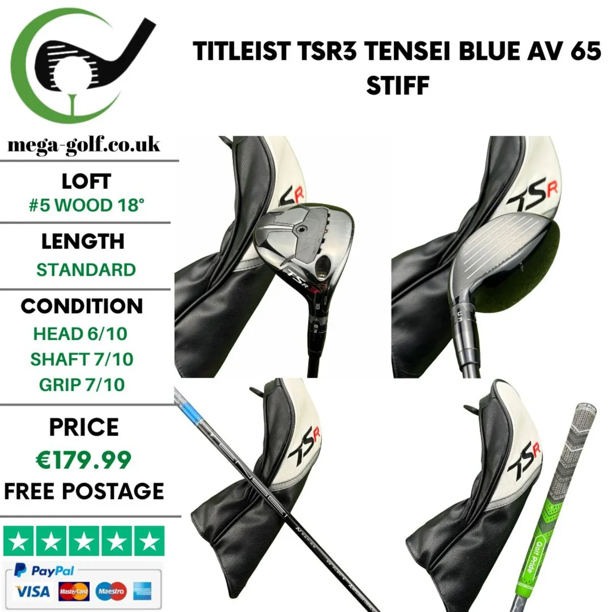 Titleist TSR3 #5 Wood 18° /Tensei Blue Av 65 Stiff - Image 1