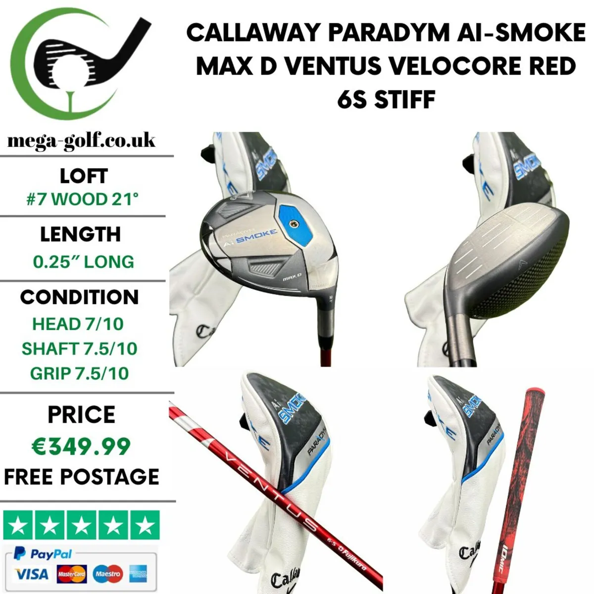 Callaway Paradym Ai-Smoke Max D #7 Wood 21° /Stiff - Image 1