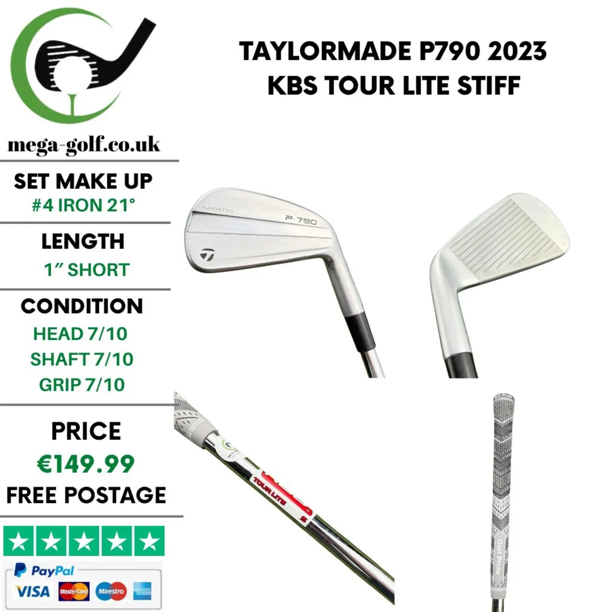 Taylormade P790 2023 #4 Iron 21° / Stiff - Image 1