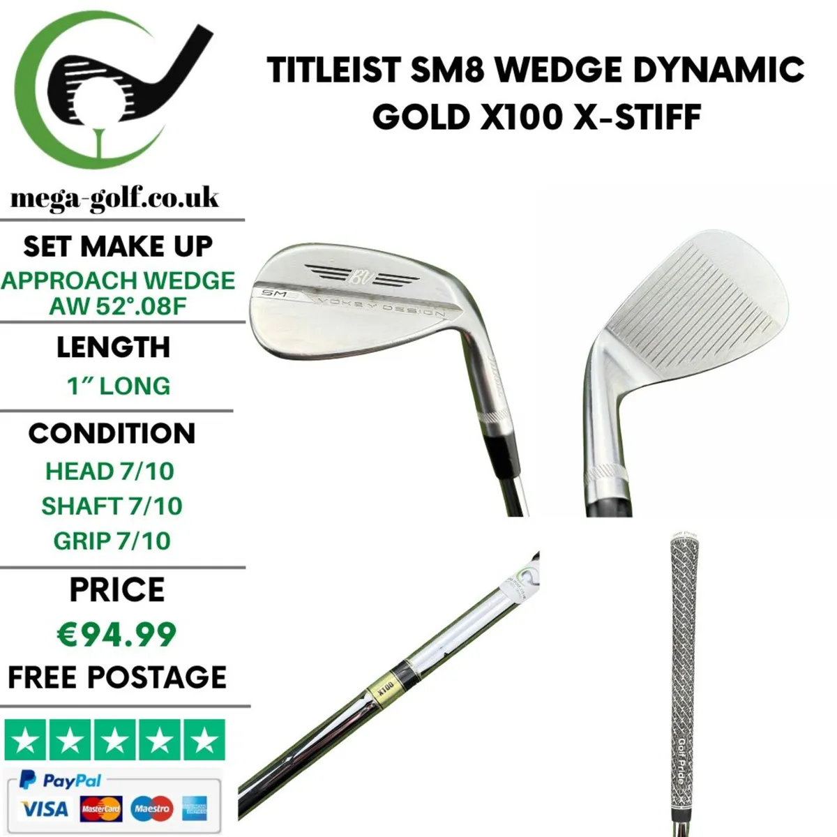 Titleist SM8 Wedge Aw 52°.08F / X-Stiff - Image 1