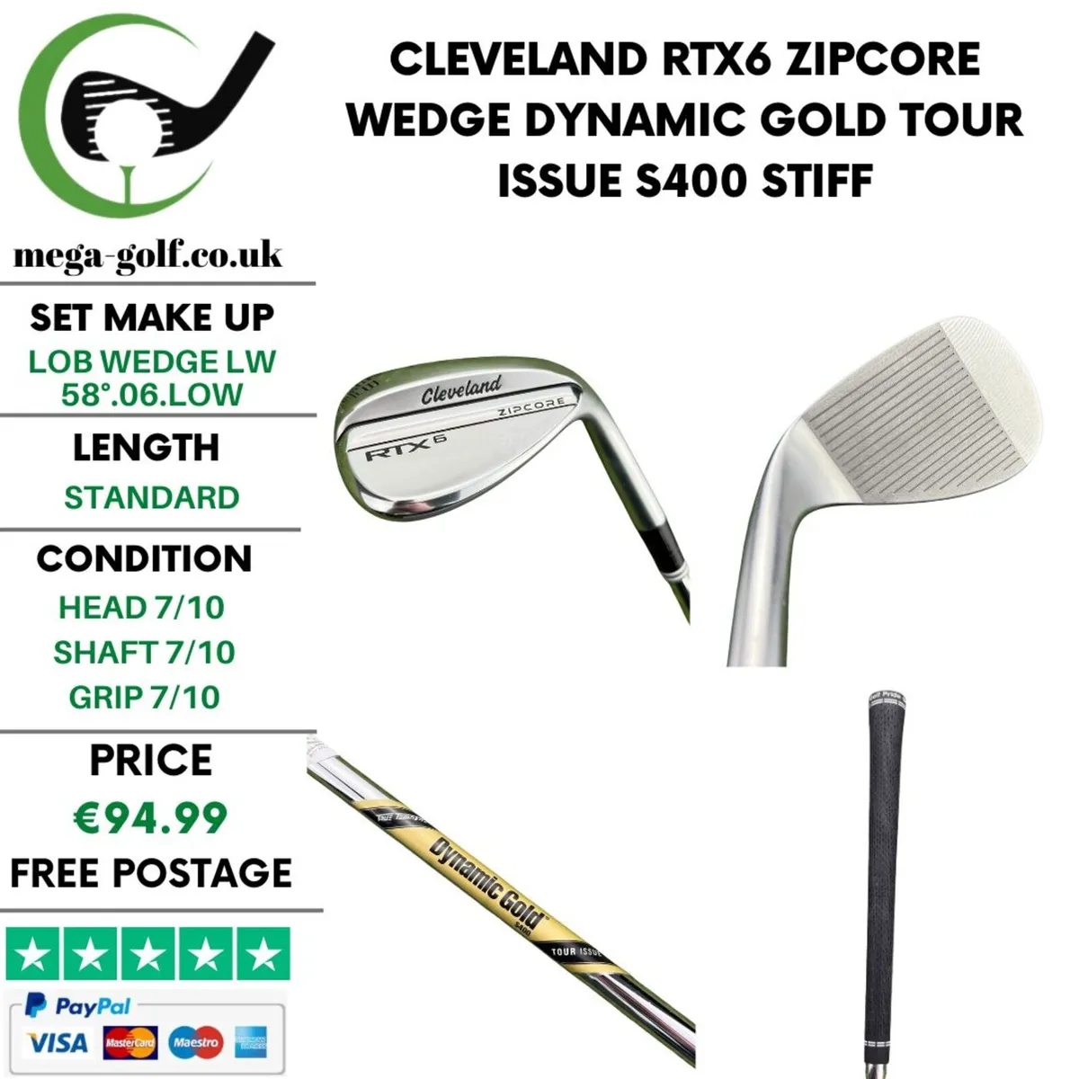 Cleveland RTX6 Zipcore Wedge Lw 58°.06.Low / Stiff - Image 1