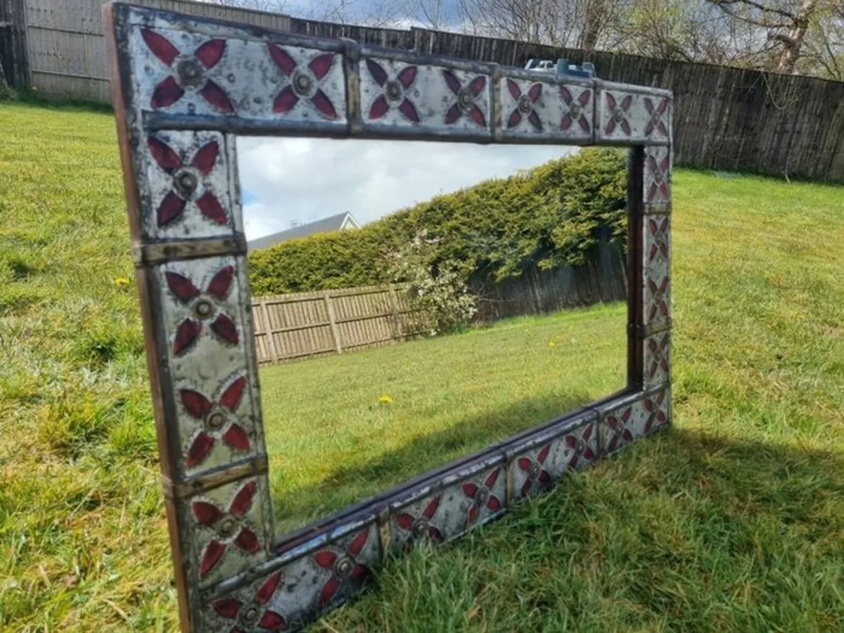 Vintage arts & crafts large mirror - Image 1