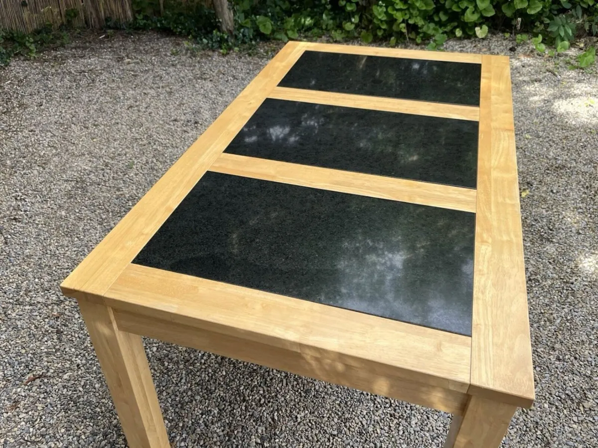 Oak & granite dining room table - Image 1