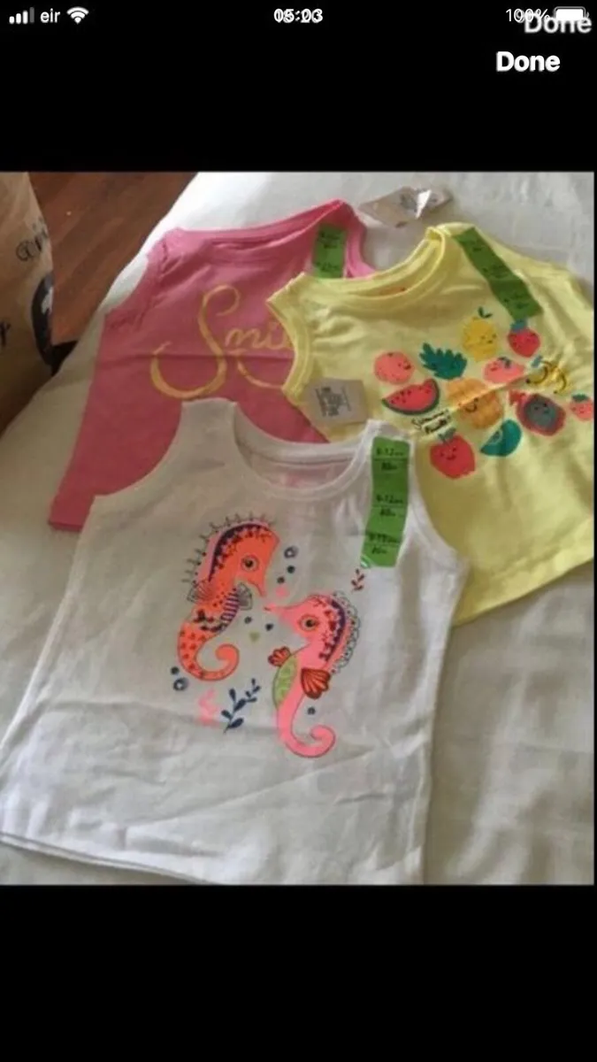 Girls BNWT set of three top 9/12 mths €3 - Image 1