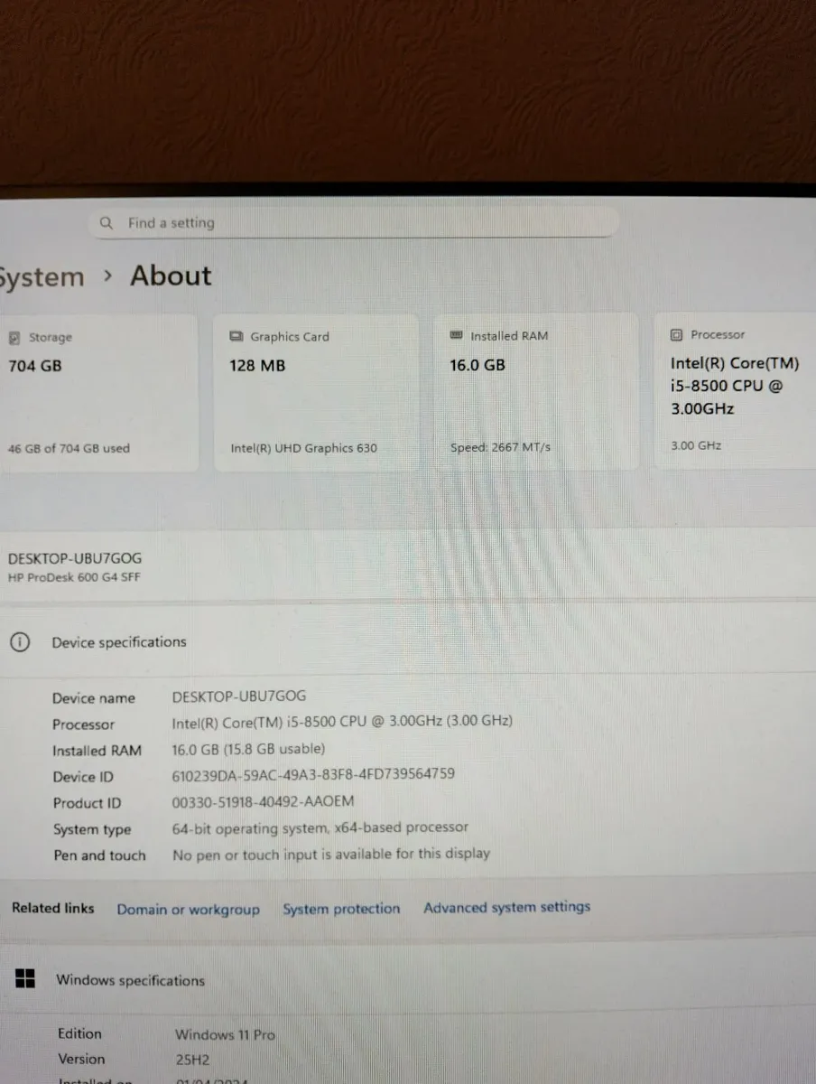 HP ProDesk 600 G4 SFF and power cable - Image 3