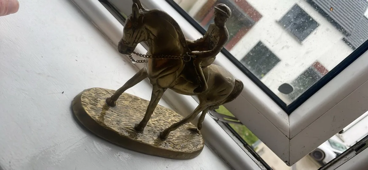 Brass horse and jokey