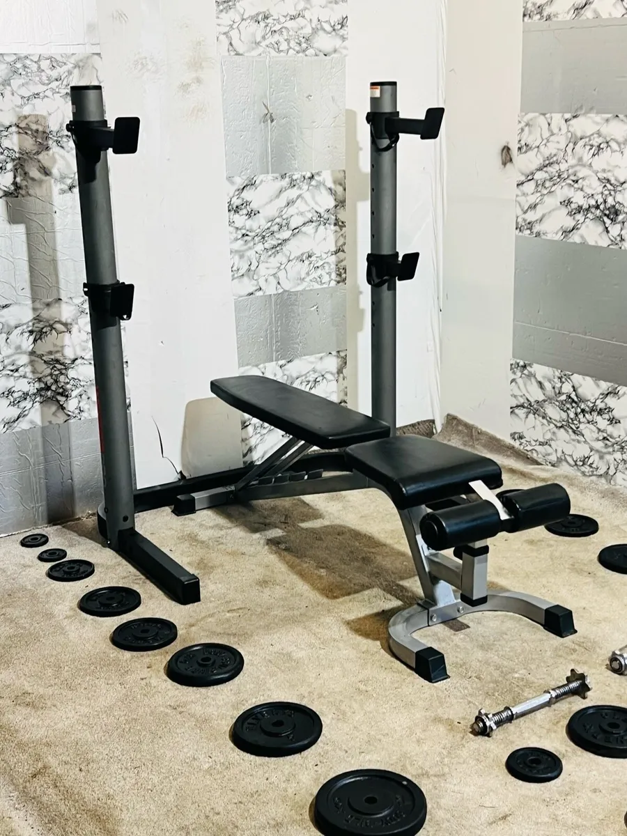 Approximately 100KG WEIGHTS RACK BENCH BAR DUM - Image 4