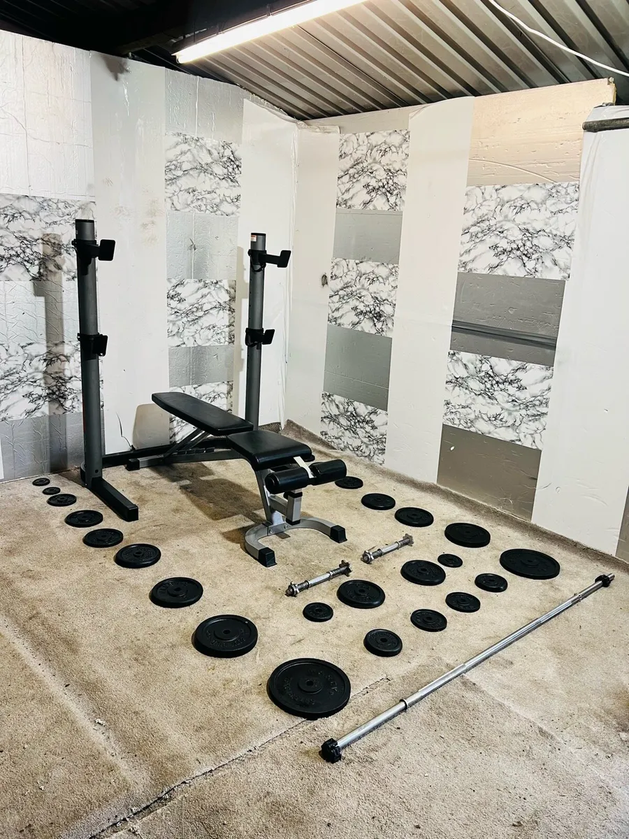 Approximately 100KG WEIGHTS RACK BENCH BAR DUM - Image 3