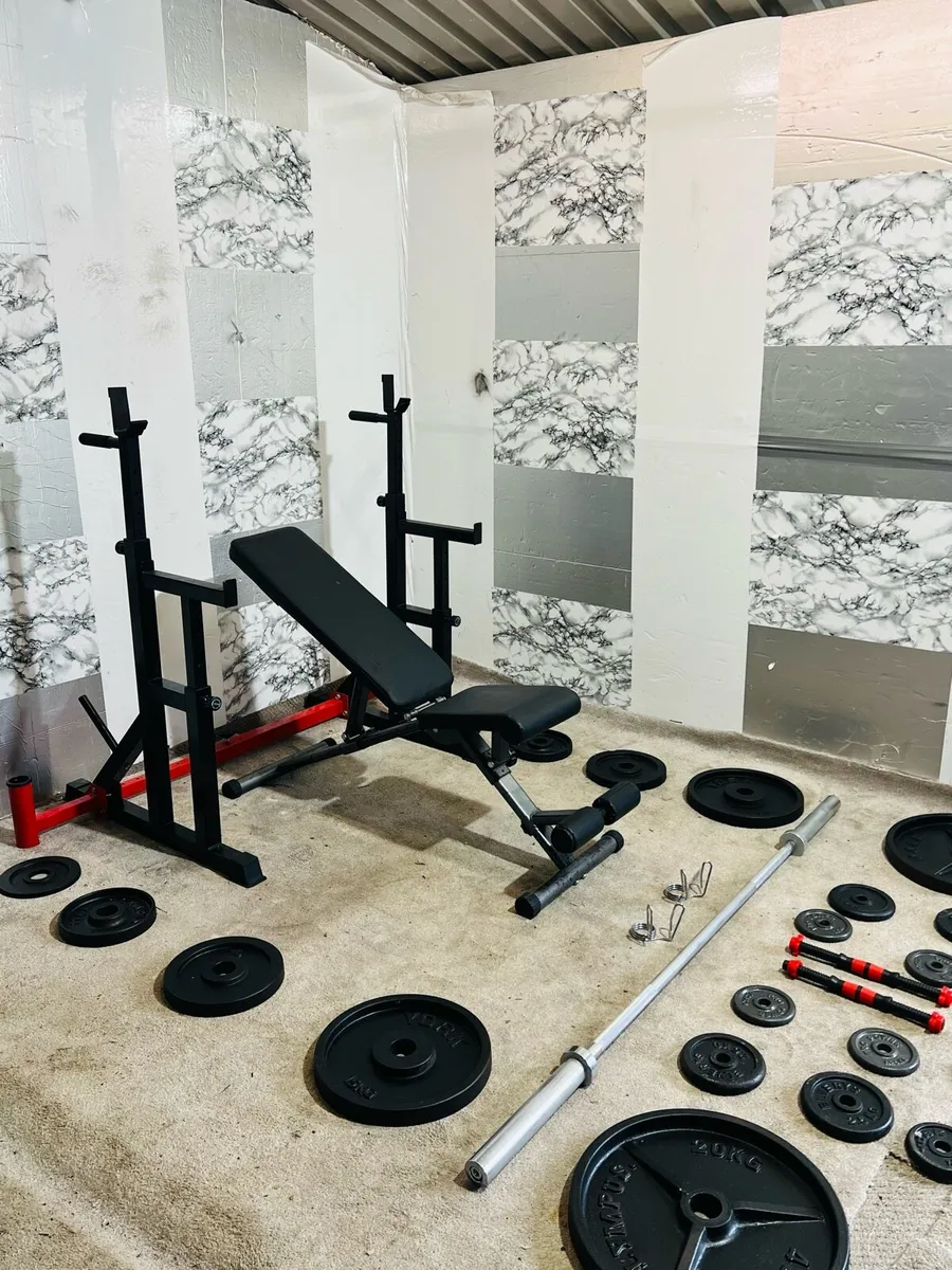 105KG OLYMPIC WEIGHTS BARBELL DUMBBELLS RACK BENCH - Image 2