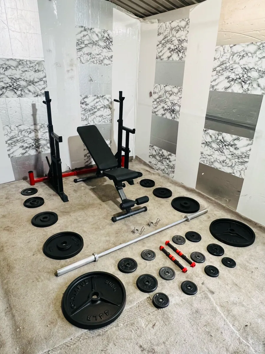 105KG OLYMPIC WEIGHTS BARBELL DUMBBELLS RACK BENCH - Image 3