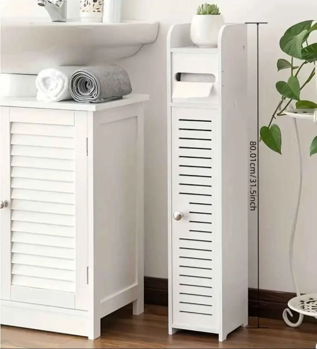 Toilet Paper Holder Stand, Toilet Storage Cabinet - Image 1