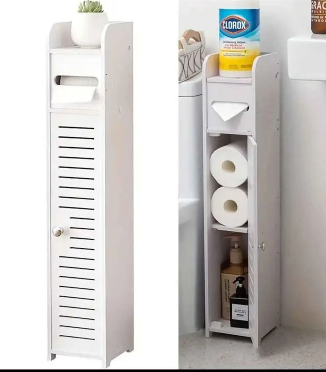 Toilet Paper Holder Stand, Toilet Storage Cabinet - Image 3