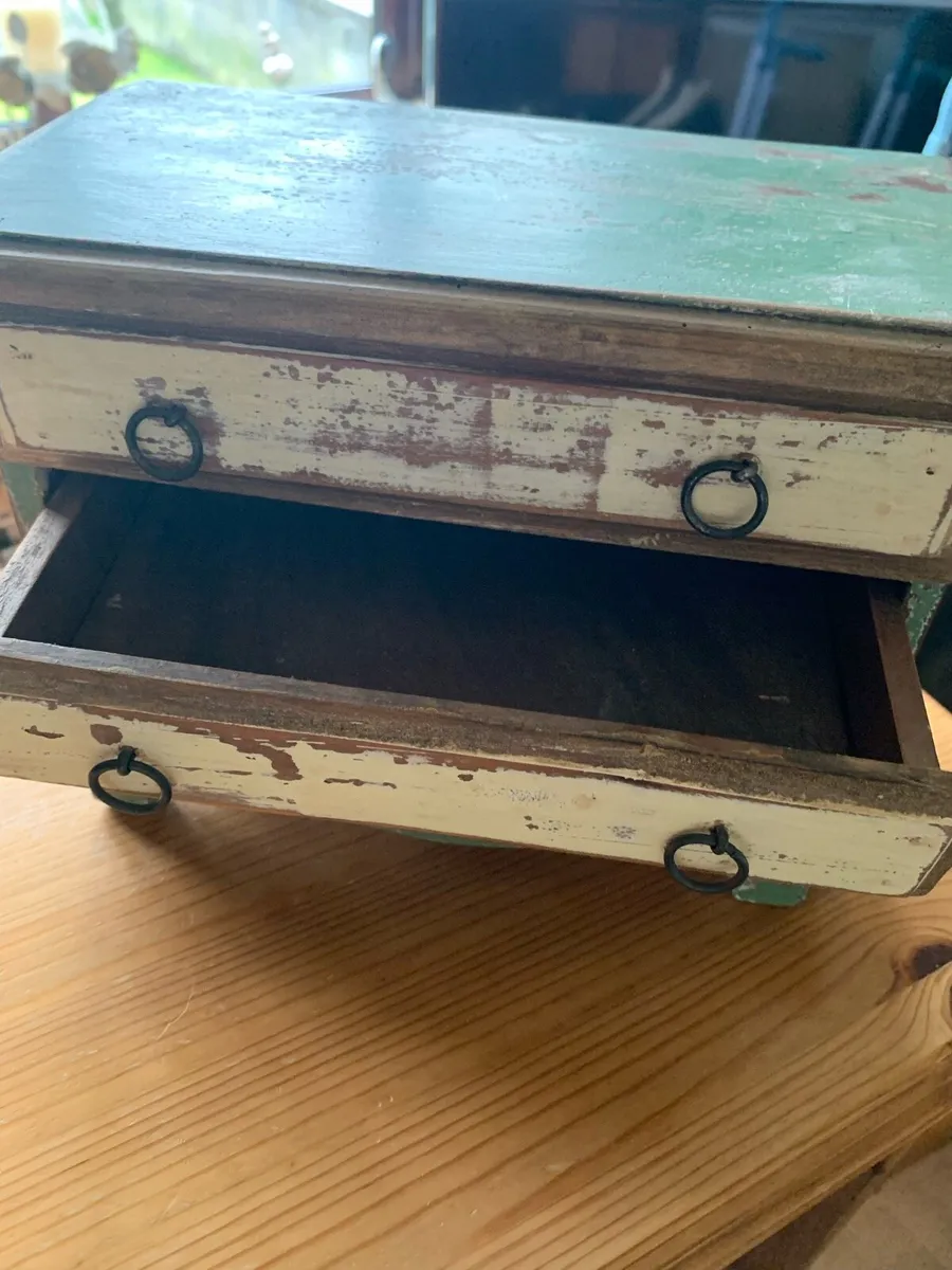 Rustic Vintage Wooden Jewellery Box – 3 Drawers - Image 3