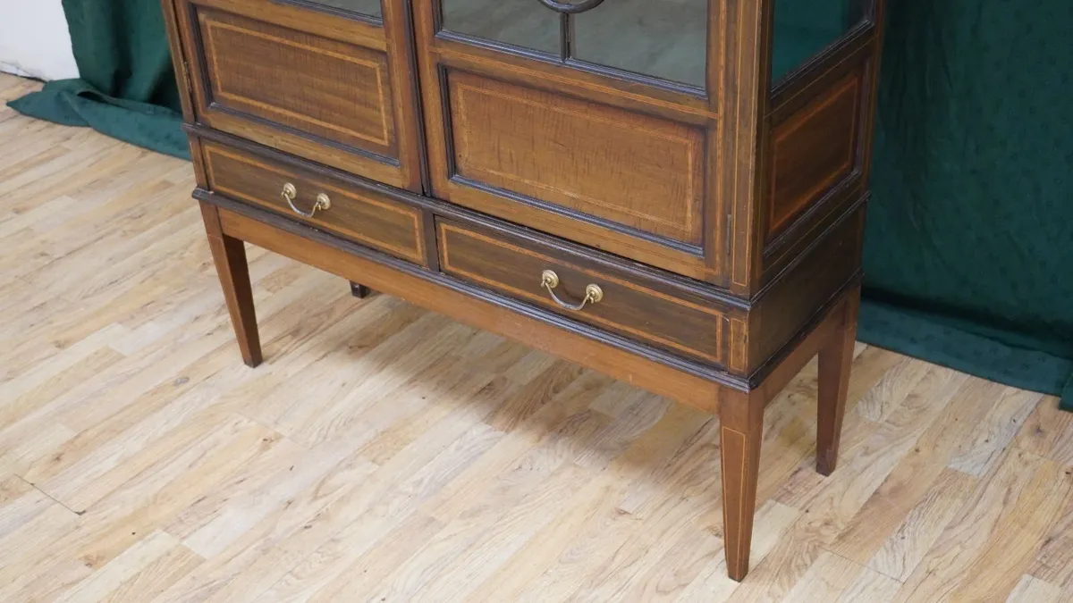 Early 20th-Century Inlaid Glazed Display Cabinet - Image 4