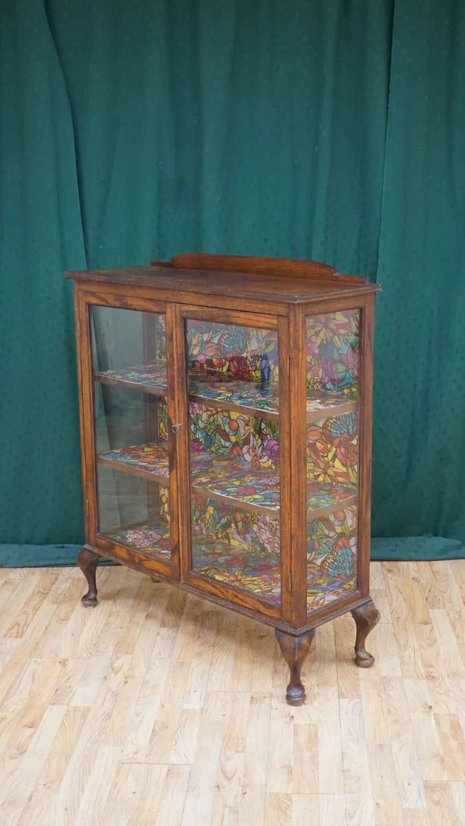 Quality Oak Glazed Display Cabinet - Image 4