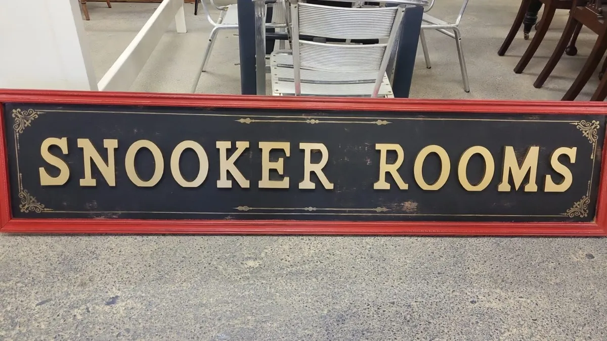 Large vintage wooden snooker rooms sign - Image 2