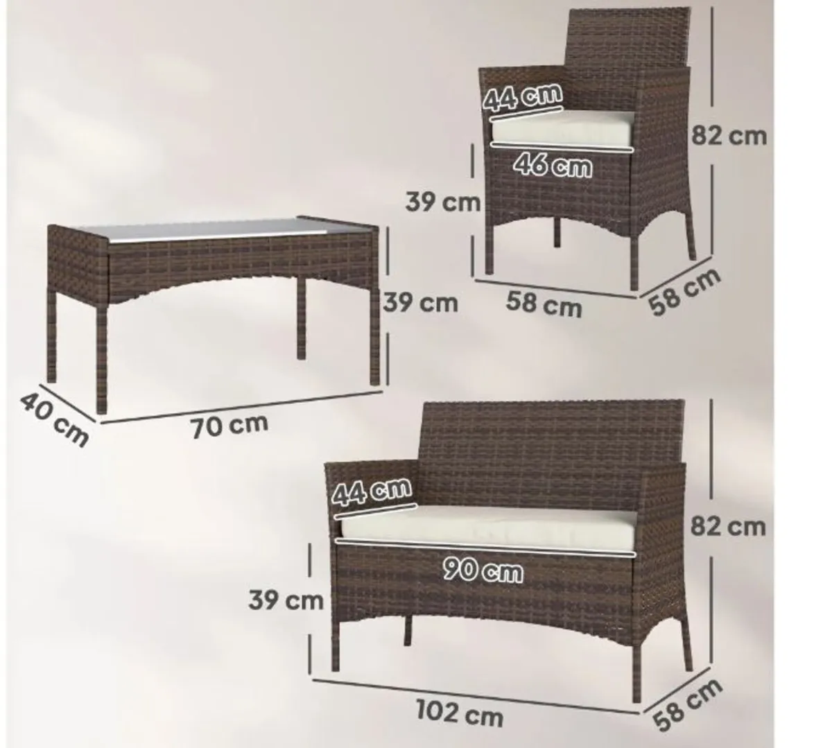 4 Piece Rattan Garden Furniture - Image 3