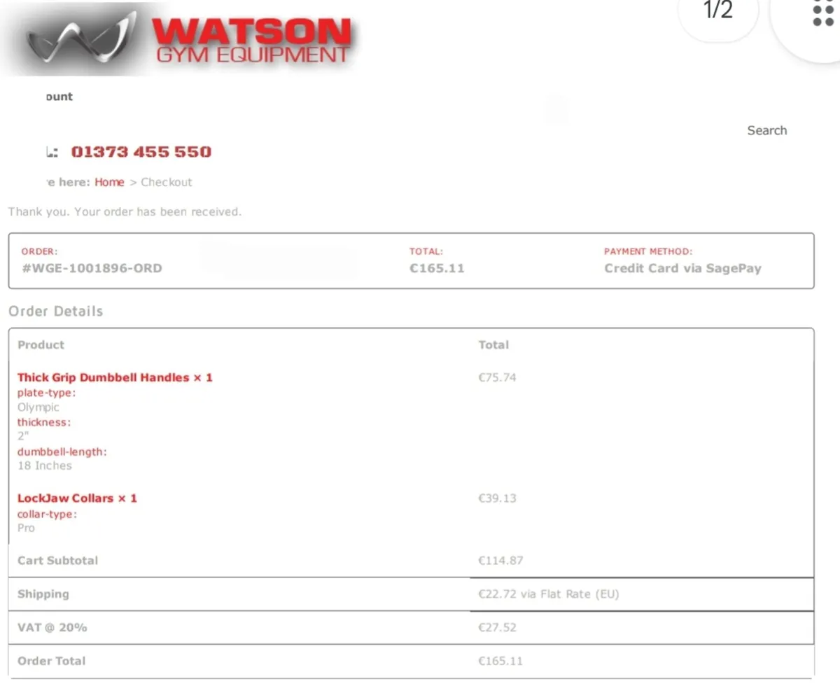 Watson Thick Grip Olympic Dumbbell Handles & LockJ - Image 3