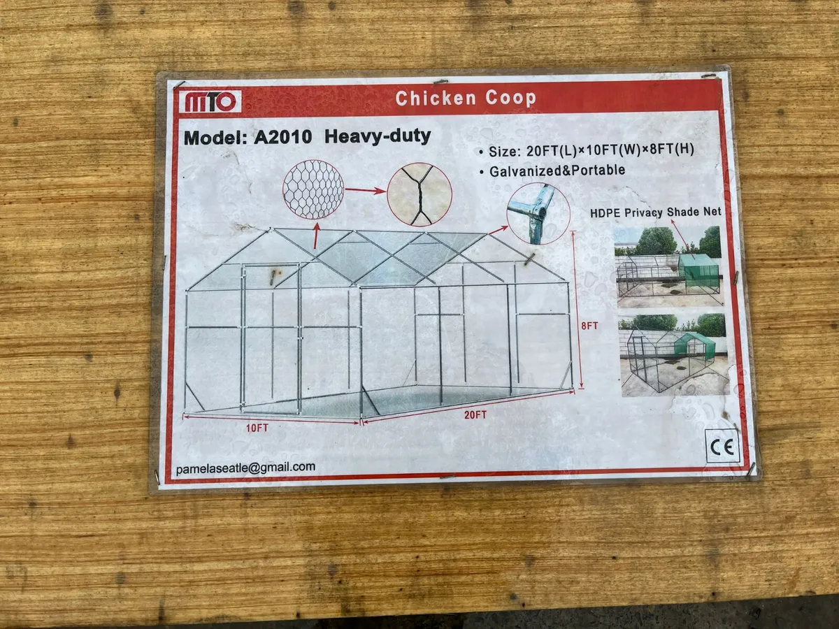 20ft x 10ft x 8ft Chicken Coop / Poultry Shed - Image 1