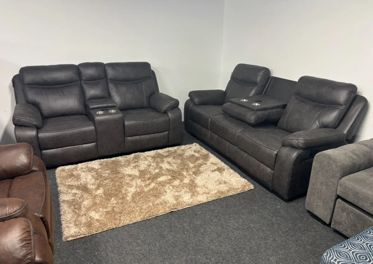 New 3+2 Grey Washington Recliner Sofas - Image 1