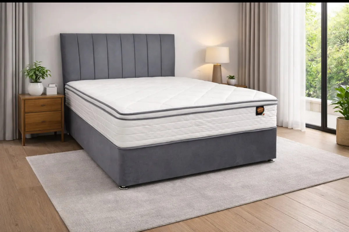 New 3ft Grey Divan bed & MemoryFoam orthopaedic Ma - Image 1