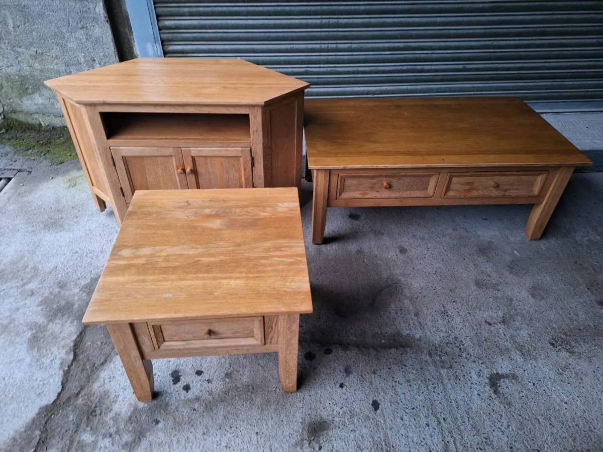 Solid Wood Oak Style Living Room Set (DELIVERY) - Image 1