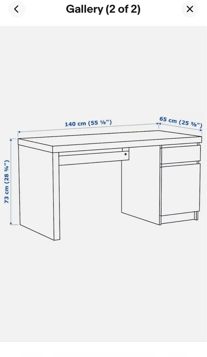 Large white Ikea study/office desk - Image 3
