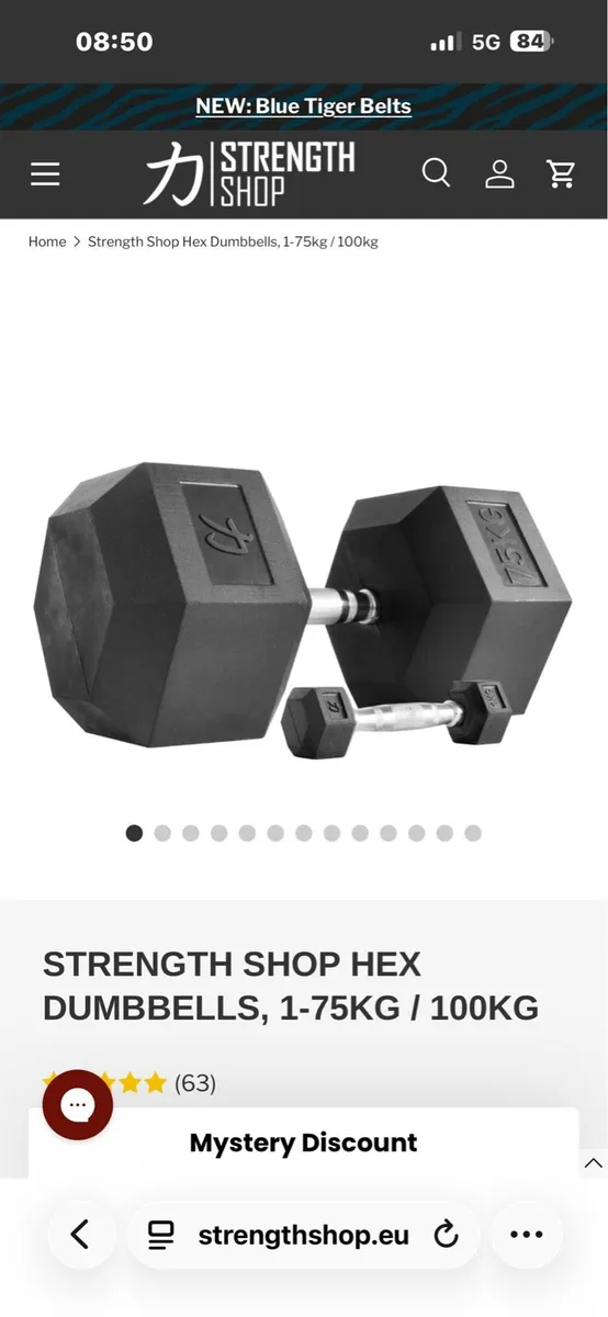 60KG RUBBER HEX DUMBBELL - CHEAP, STRONGMAN!! - Image 1