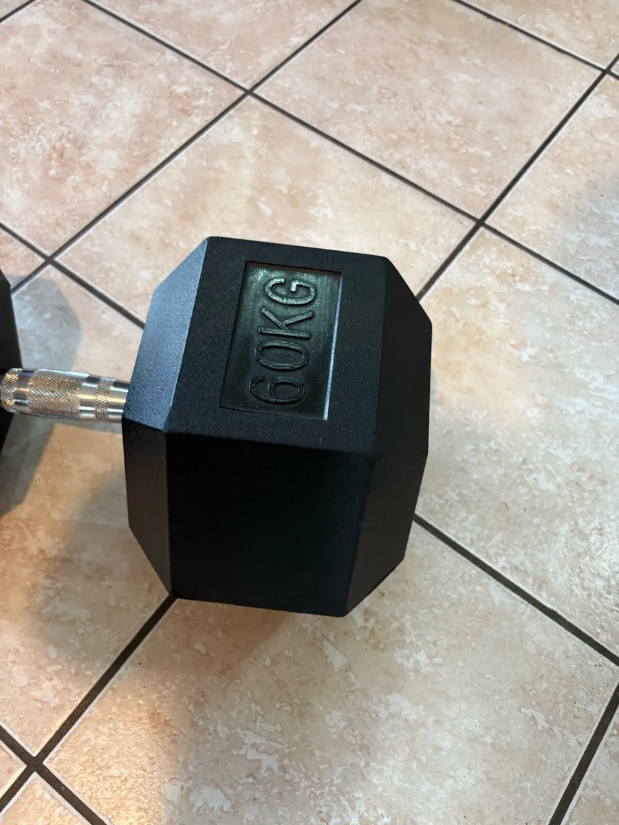 60KG RUBBER HEX DUMBBELL - CHEAP, STRONGMAN!! - Image 4