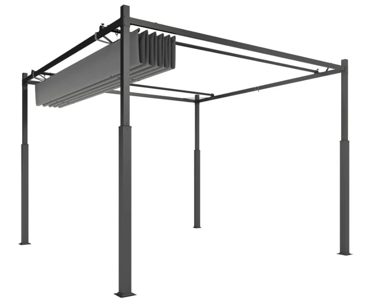 3m x 3m Retractable Garden Pergola with Canopy Roo - Image 3