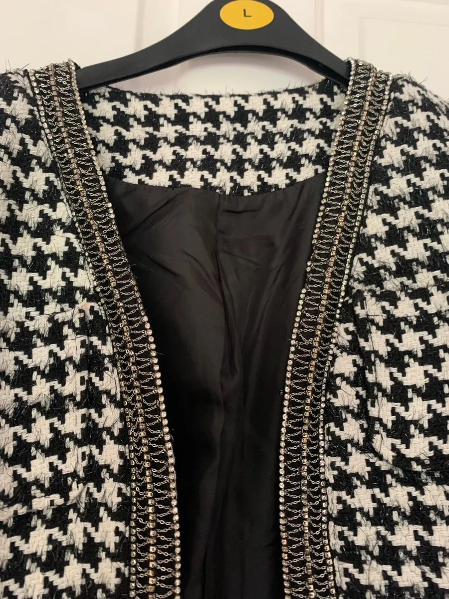 Ladies Houndstooth Cropped Jacket - Image 2