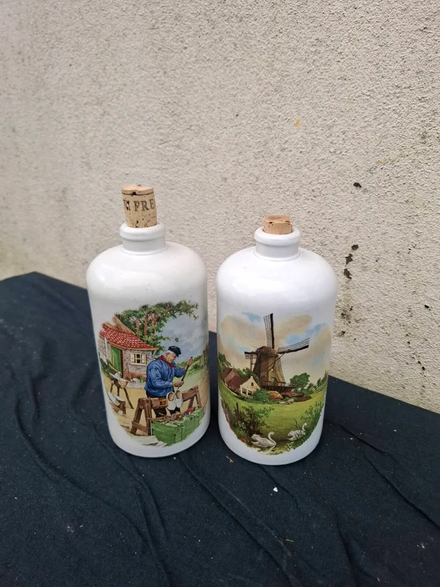 Lot vintage pottery bottles