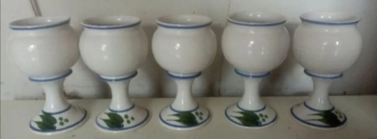 Five Pottery Wine Goblets