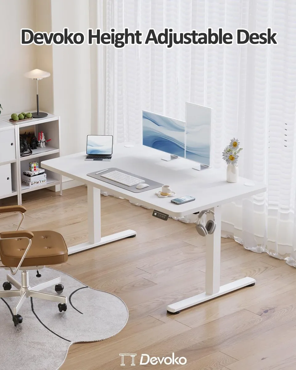 Electric Standing Desk 120x60cm White - Image 3
