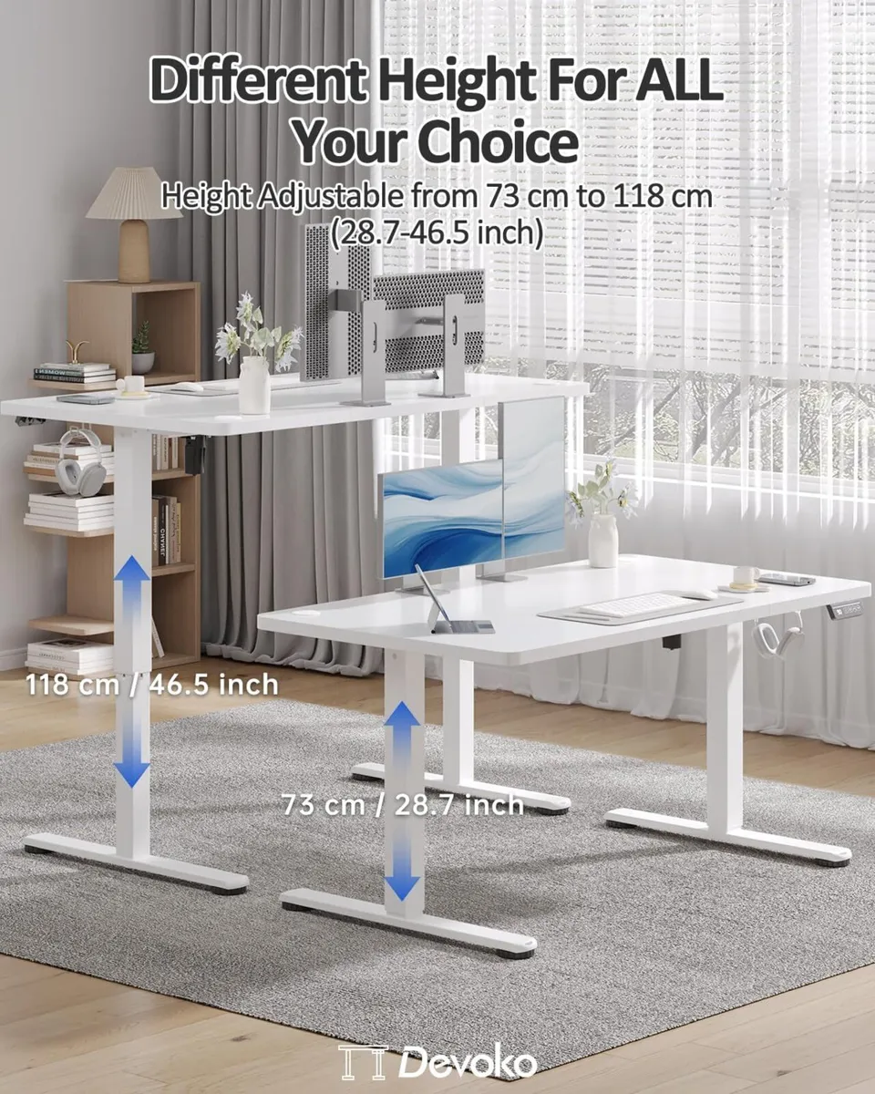 Electric Standing Desk 120x60cm White - Image 4