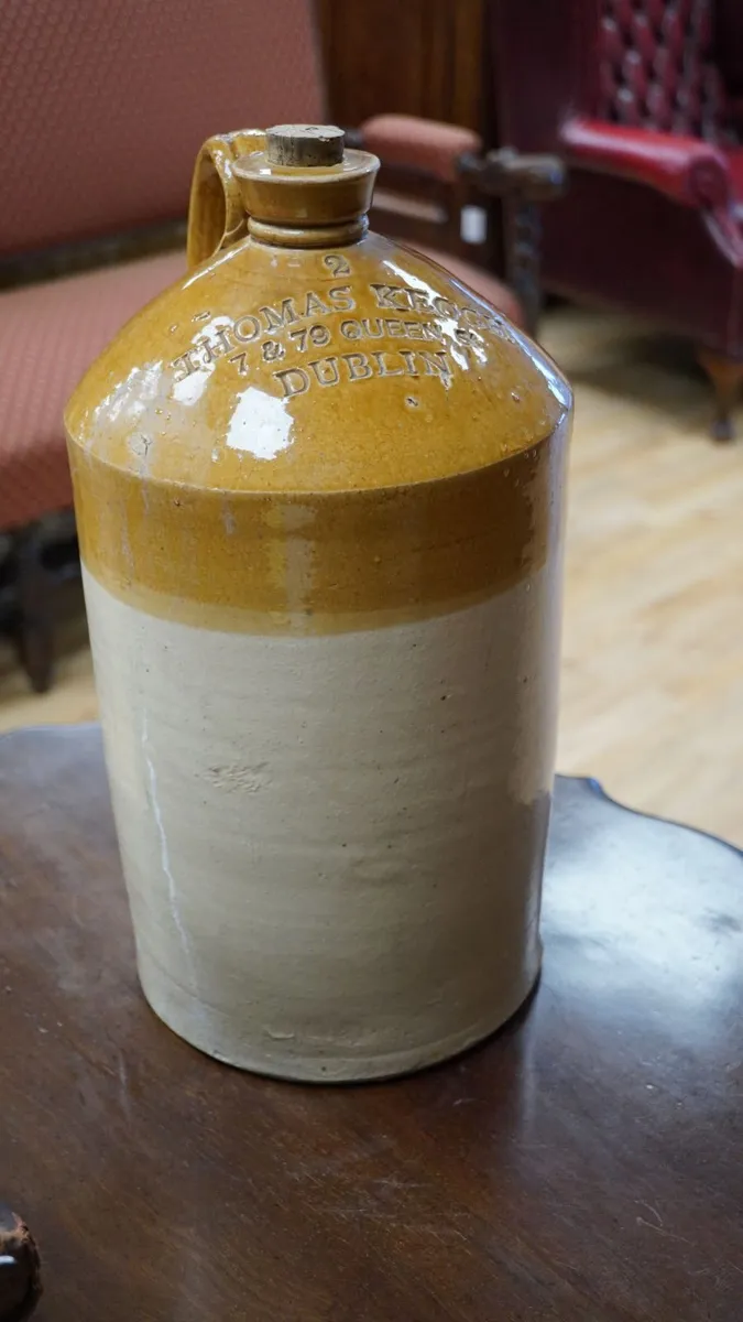 Antique Dublin Stoneware Spirit Flagon - Thomas Ke - Image 2