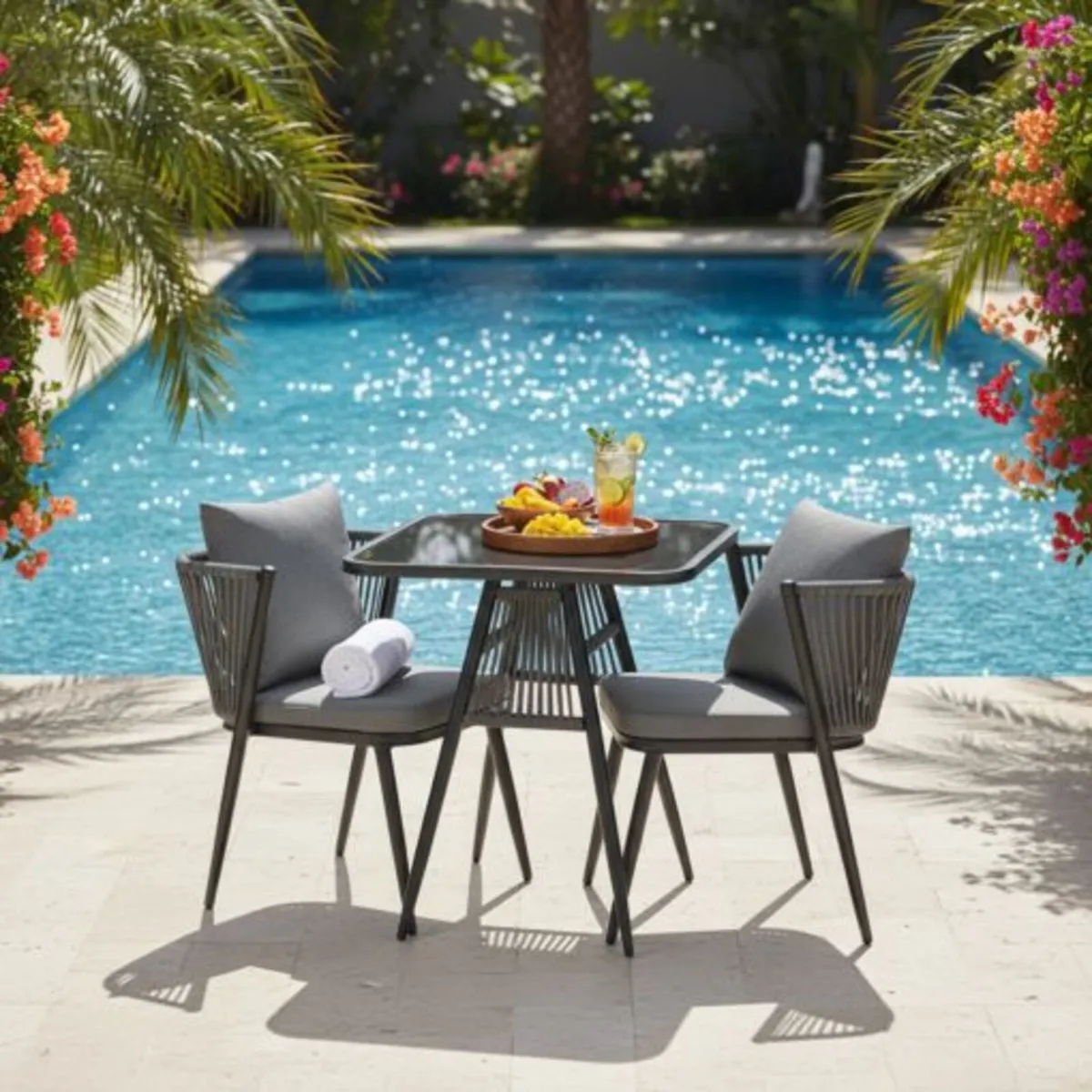 Patio Set – Beige Outdoor Table + 2 Chairs - Image 4