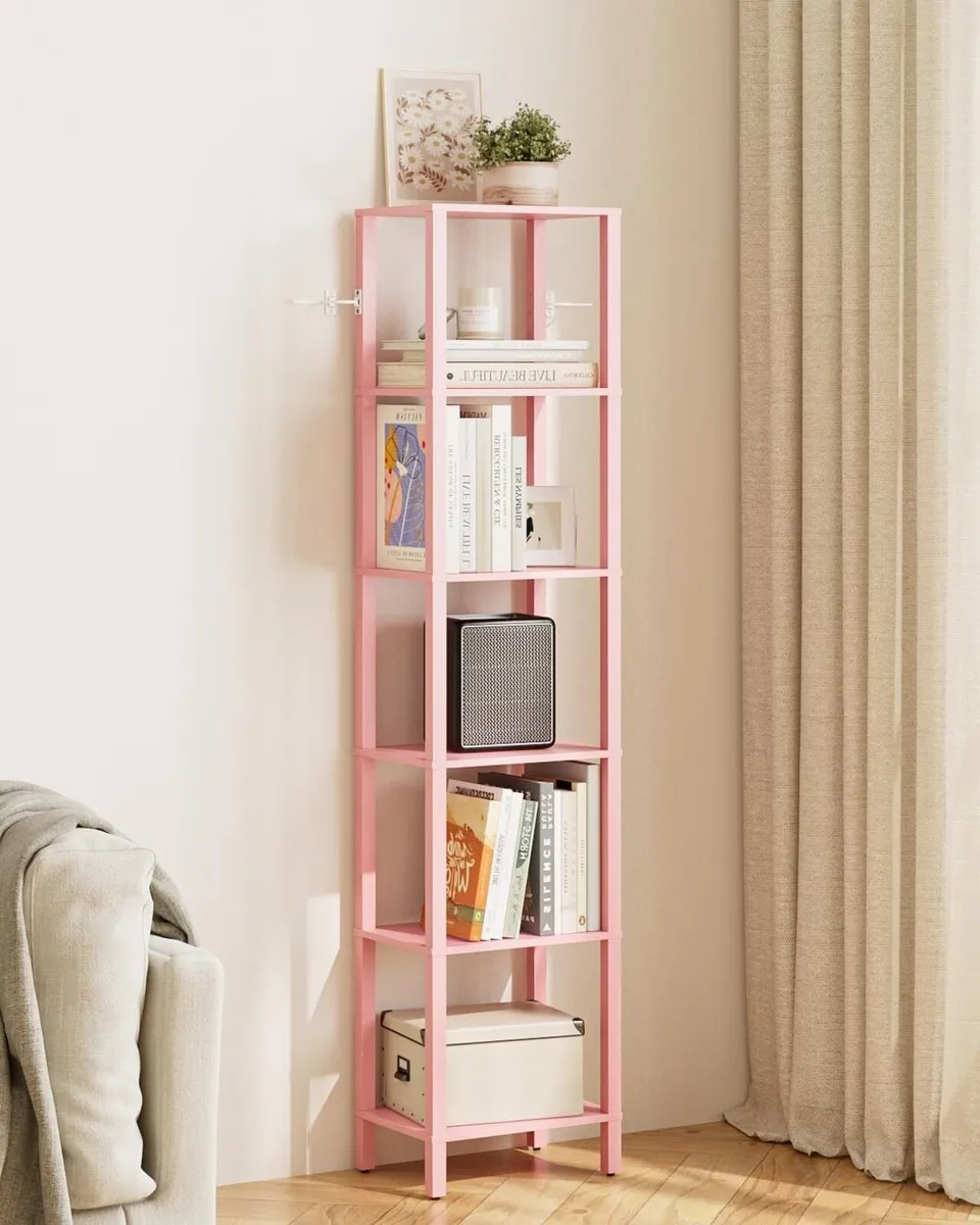 Book Shelf 6 Tier Tall Bookshelf Narrow Bookcase - Image 1