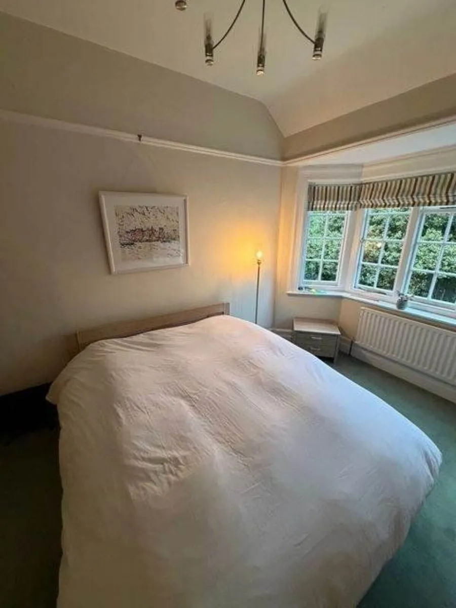 Matching Wooden King-size Bed Frame + Bedside Tabl - Image 1