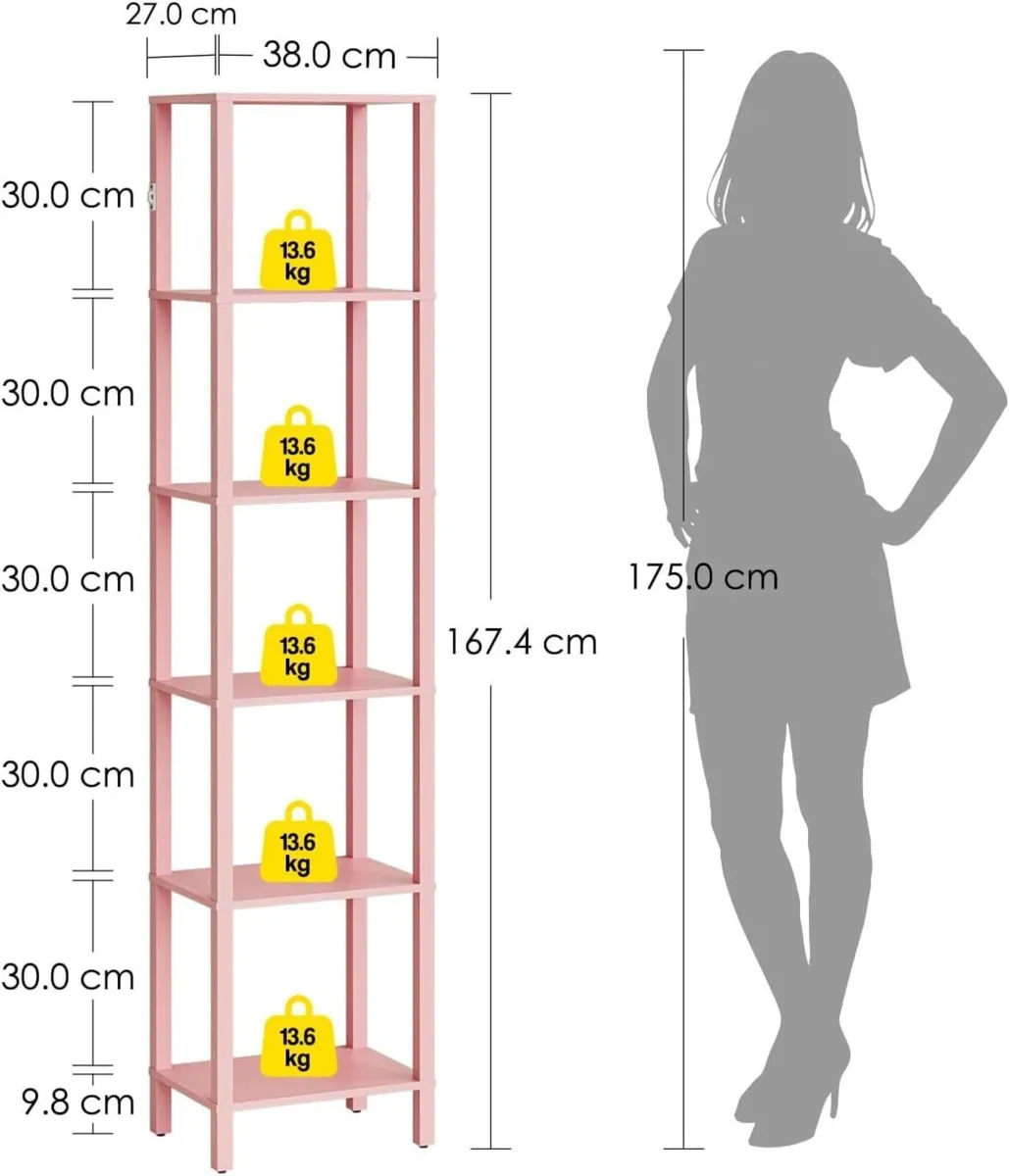 Book Shelf 6 Tier Tall Bookshelf Narrow Bookcase - Image 2
