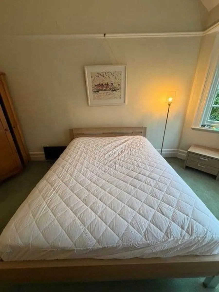 Matching Wooden King-size Bed Frame + Bedside Tabl - Image 2